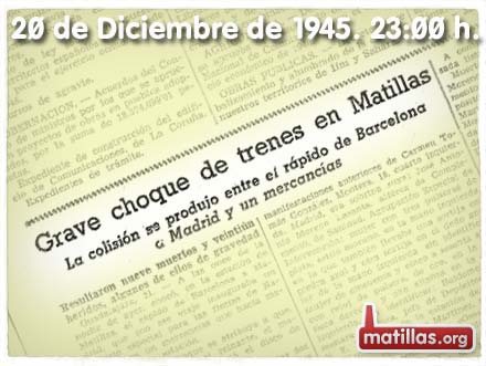 Recorte prensa Accidente tren Matillas 1945
