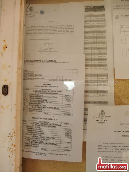 Resumen Gastos e Ingresos Matillas 2012 